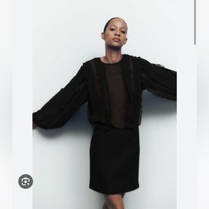 NWT Zara Black Short Ruffle Dress Small